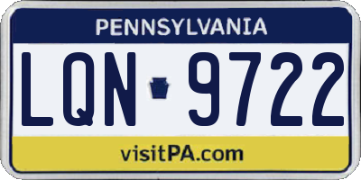 PA license plate LQN9722