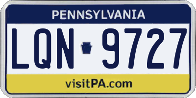 PA license plate LQN9727