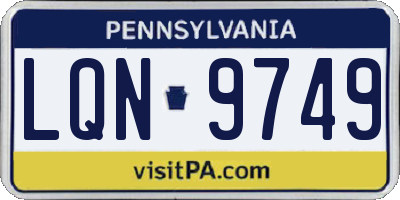 PA license plate LQN9749