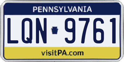 PA license plate LQN9761
