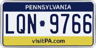 PA license plate LQN9766