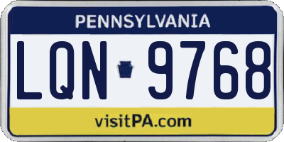 PA license plate LQN9768