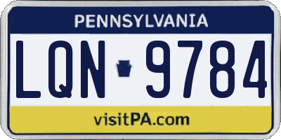 PA license plate LQN9784