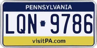 PA license plate LQN9786