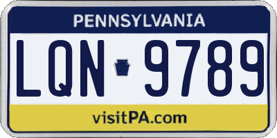 PA license plate LQN9789