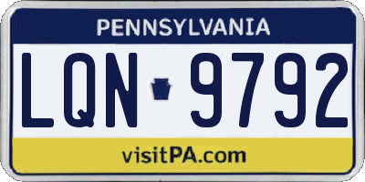 PA license plate LQN9792