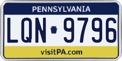 PA license plate LQN9796