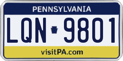 PA license plate LQN9801