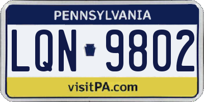 PA license plate LQN9802