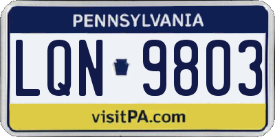 PA license plate LQN9803
