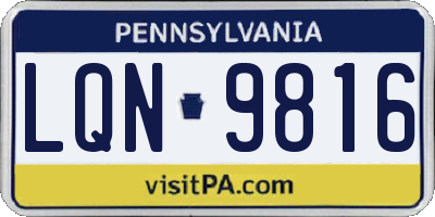 PA license plate LQN9816