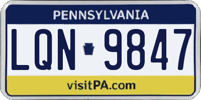 PA license plate LQN9847