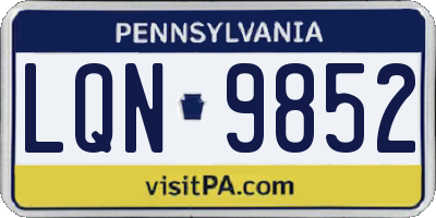 PA license plate LQN9852