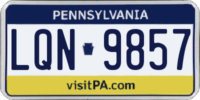 PA license plate LQN9857