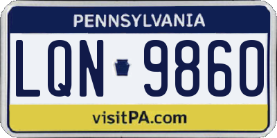 PA license plate LQN9860