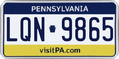 PA license plate LQN9865