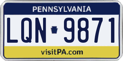 PA license plate LQN9871