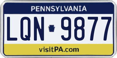 PA license plate LQN9877