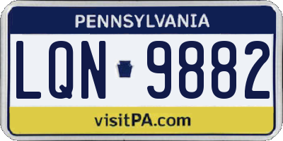 PA license plate LQN9882
