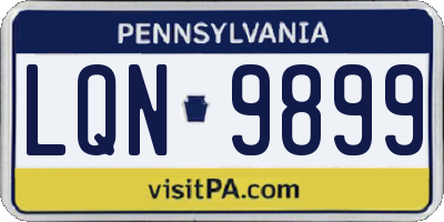 PA license plate LQN9899