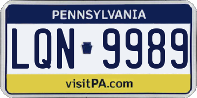 PA license plate LQN9989