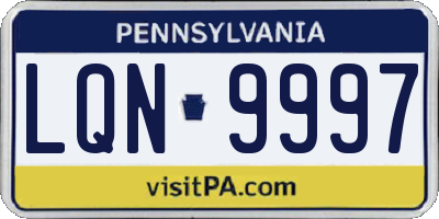PA license plate LQN9997