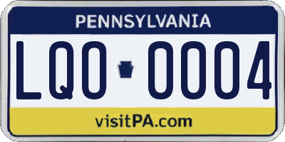 PA license plate LQO0004