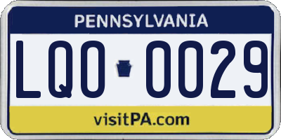 PA license plate LQO0029