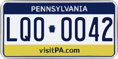 PA license plate LQO0042