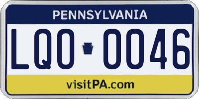PA license plate LQO0046