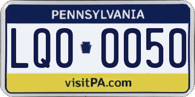 PA license plate LQO0050