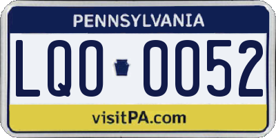 PA license plate LQO0052
