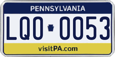 PA license plate LQO0053