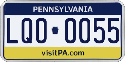 PA license plate LQO0055