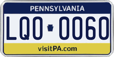 PA license plate LQO0060