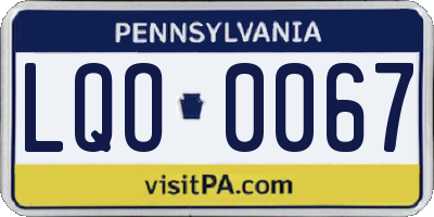 PA license plate LQO0067