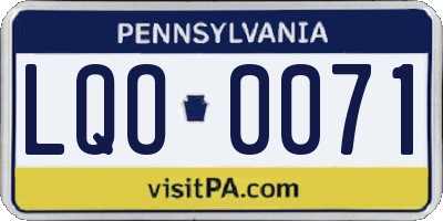 PA license plate LQO0071