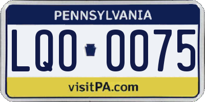 PA license plate LQO0075