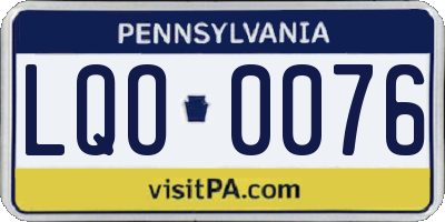 PA license plate LQO0076
