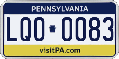 PA license plate LQO0083