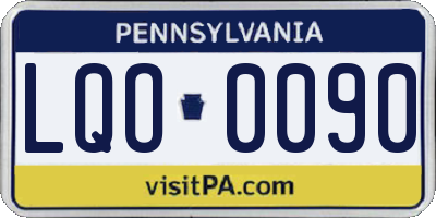 PA license plate LQO0090