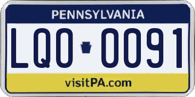 PA license plate LQO0091