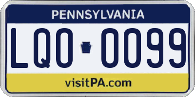 PA license plate LQO0099