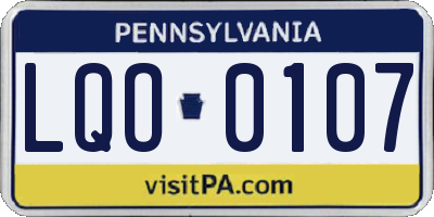 PA license plate LQO0107