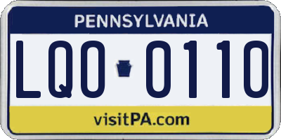 PA license plate LQO0110