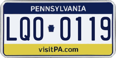 PA license plate LQO0119