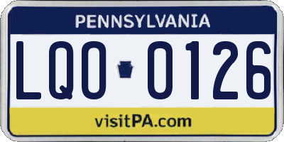 PA license plate LQO0126