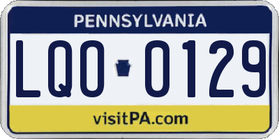 PA license plate LQO0129
