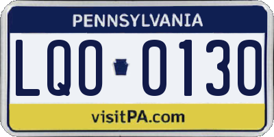 PA license plate LQO0130