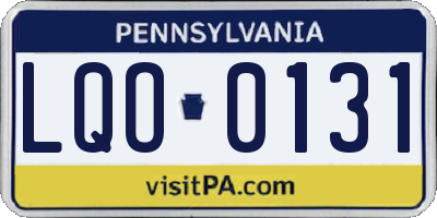 PA license plate LQO0131